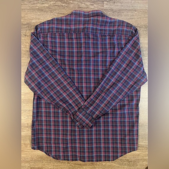 Bugatchi, Classic fit, Pink & Blue Plaid  Long Sleeve Button Shirt, Mens 2XL D37 - Picture 2 of 5